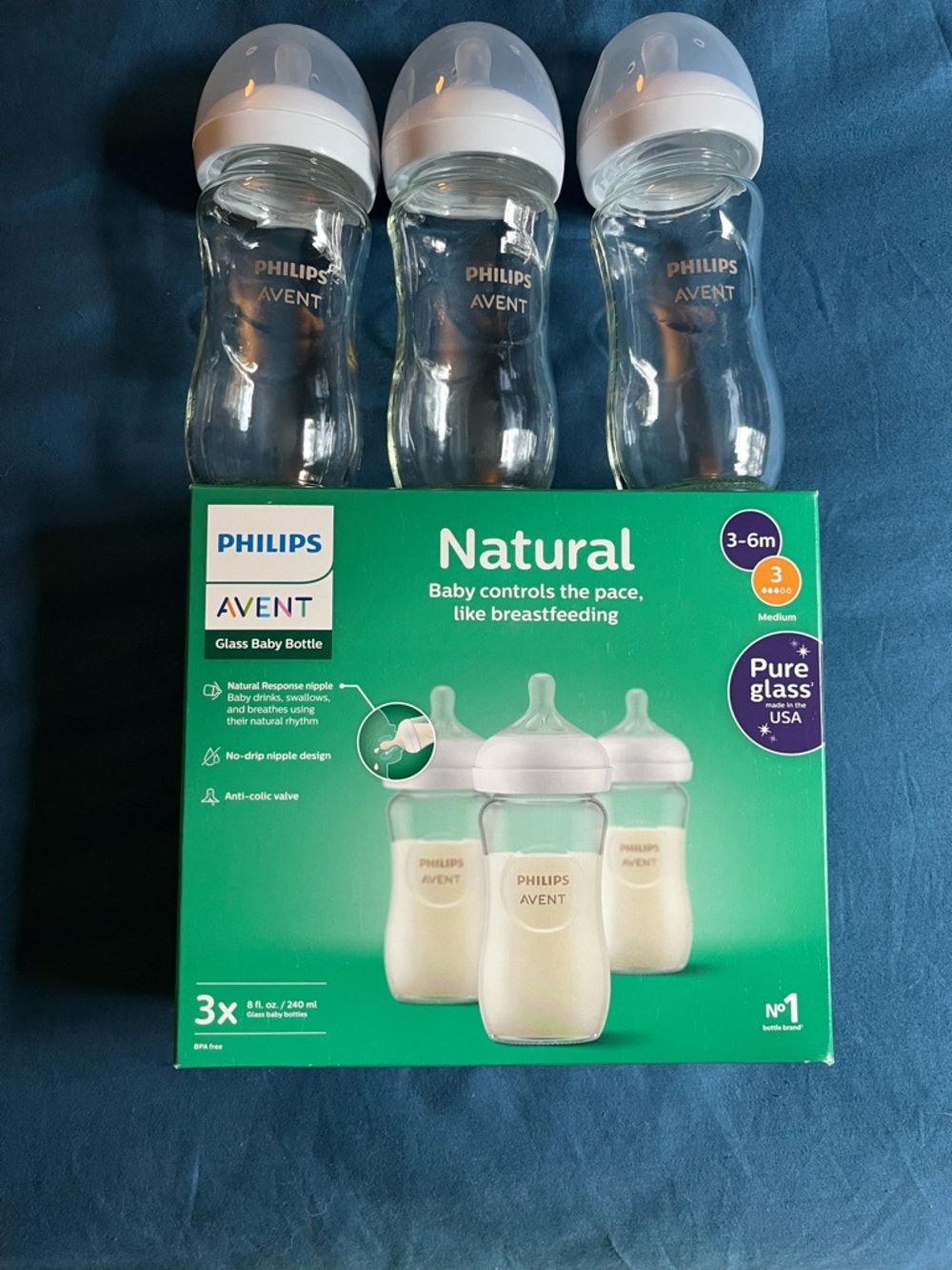 Philips Avent Glass Baby Bottles - White and Clear (3-Pack) x2